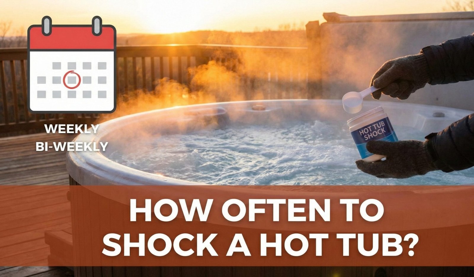 Person adding granular shock to foaming hot tub water