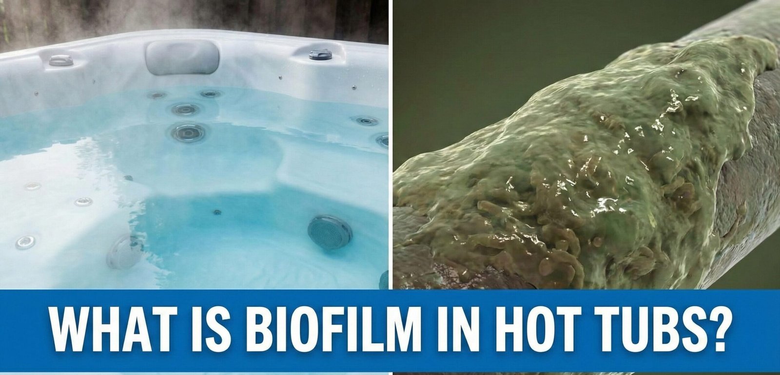 Diagram of biofilm buildup inside hot tub plumbing pipes